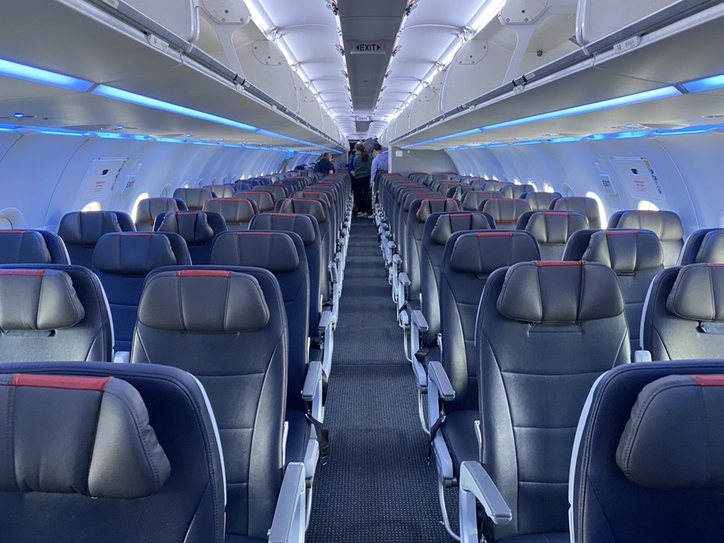 Cabina económica de un Airbus A321neo